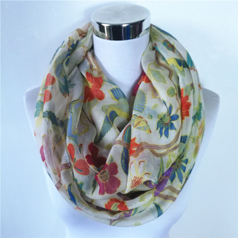 Infinity Scarf Knit - 새로운 까치 새 인쇄 Viscose Match