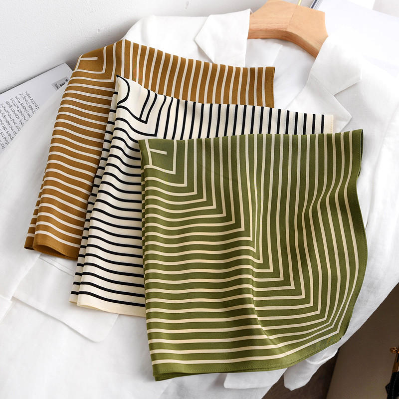 Silk Tie Striped - 스트라이프 프린트 100% 실크 넥 헤드