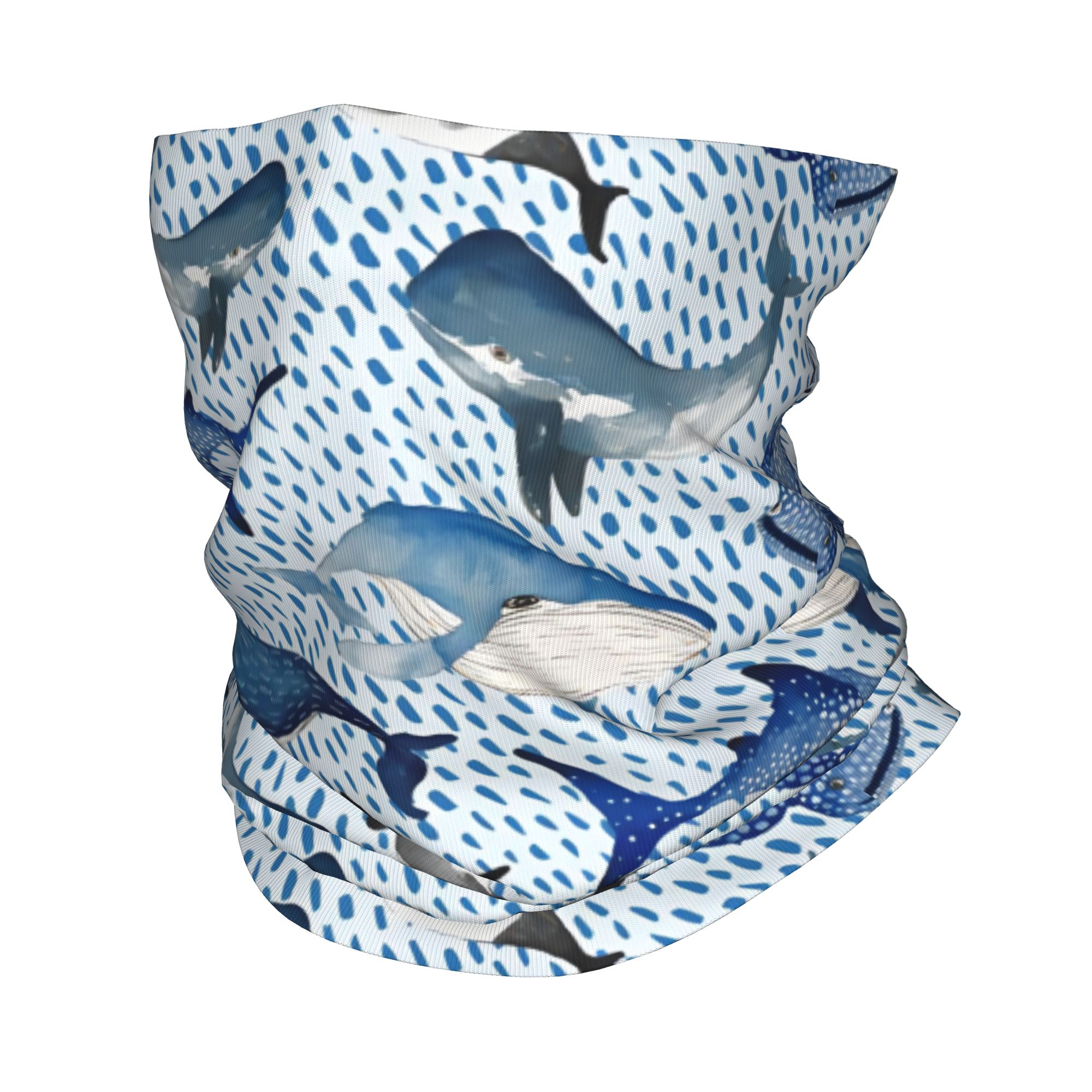 Neck Warmer Tube - 맞춤형 블루 워터컬러 상어 겨울 헤드밴드