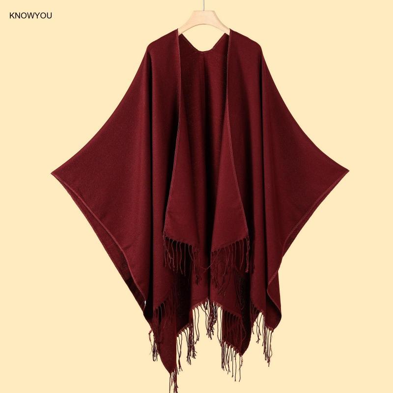 Muffler Men Wool - 솔리드 컬러 판초 남성 여성 빅