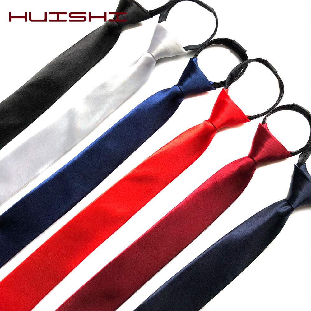 Skinny Tie Men - HUISHI Pre-tied 지퍼 타이 넥 남성