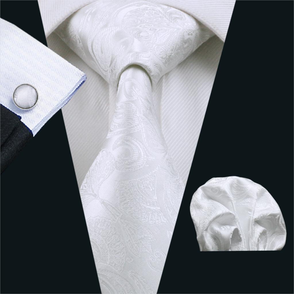 Silk Tie Striped - FA-393 남자 넥타이 화이트 페이즐리 실크
