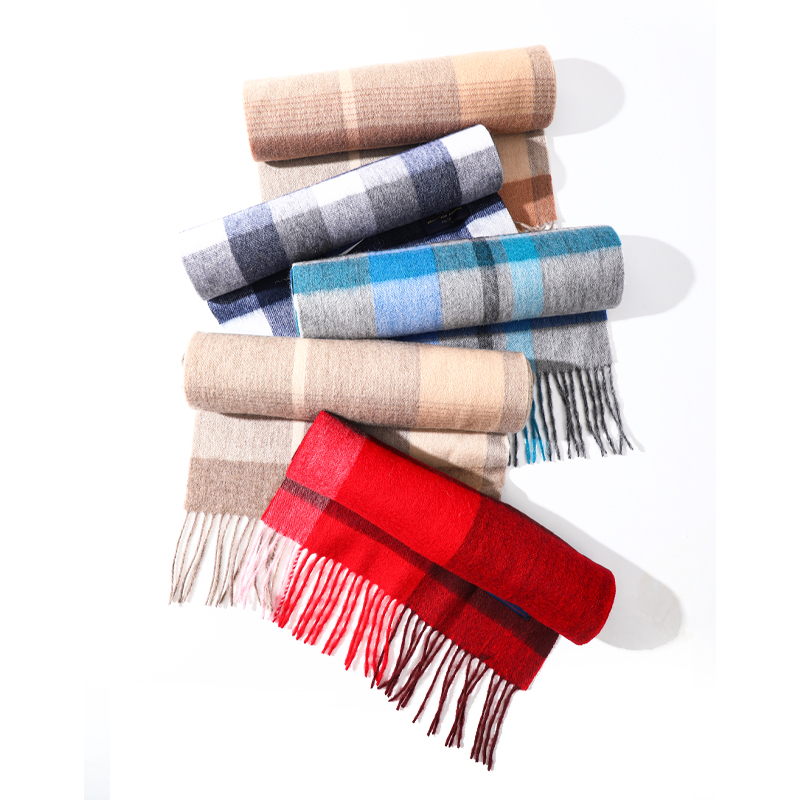 Muffler Men Wool - 따뜻한 클래식 격자 스카프, 캐주얼 패션,