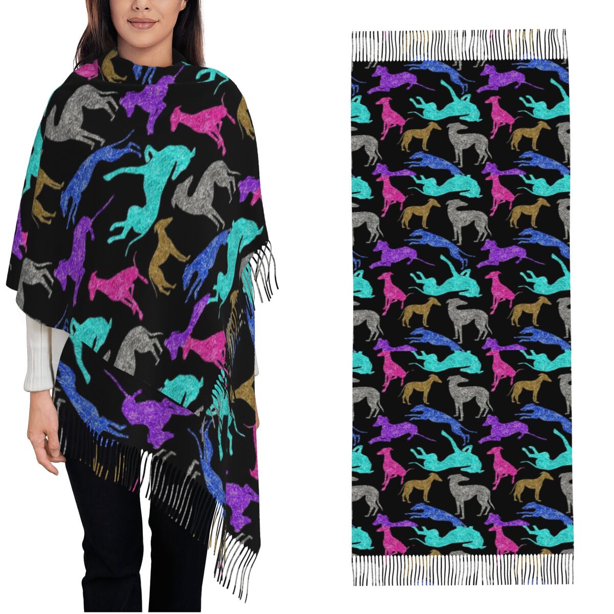 Pashmina Wrap Large - 그레이트 그레이하운드 콤보 스카프 따뜻한 파시미나