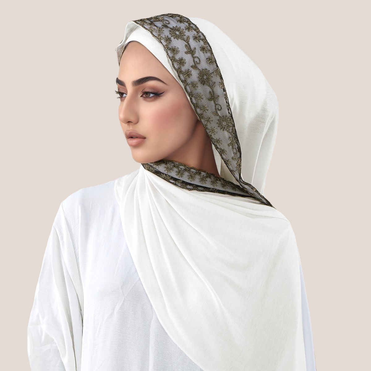 레이스 자수 코튼 저지 무슬림 히잡 롱 스카프 여성 헤 - Head Wrap Turban 리뷰 및 가격