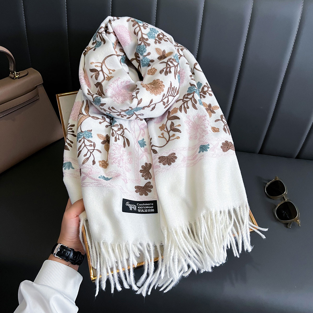 여성을위한 새로운 겨울 따뜻한 캐시미어 스카프 자수 P - Woven Scarf Blanket 리뷰 및 가격