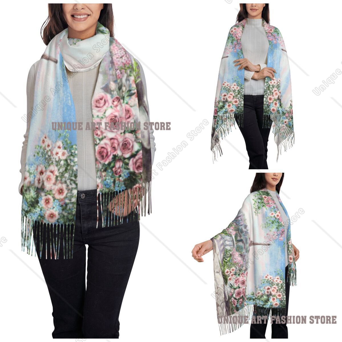 유화 프랑스 파리 에펠탑 숄 랩 여성용 따뜻한 대형 롱 - Pashmina Wrap Large 리뷰 및 가격