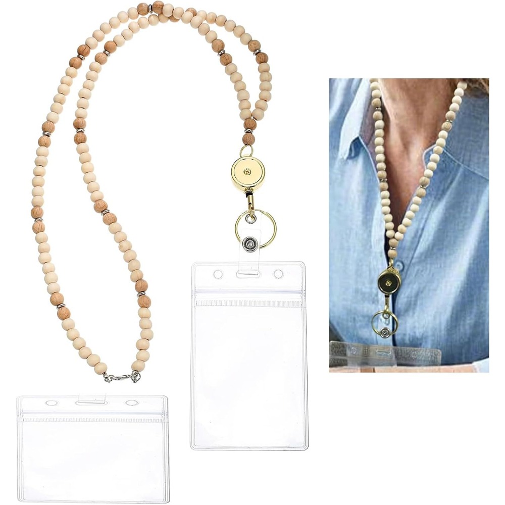 개폐식 ID 카드 홀더가 있는 랜야드, 여성용 나무 구 - Lanyard Badge Holder 리뷰 및 가격
