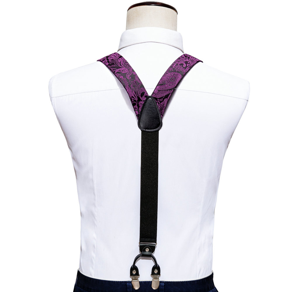 남성용 바지용 서스펜더, 고급스러운 자두색 꽃무늬 자카 - Bow Tie Pre Tied 리뷰 및 가격