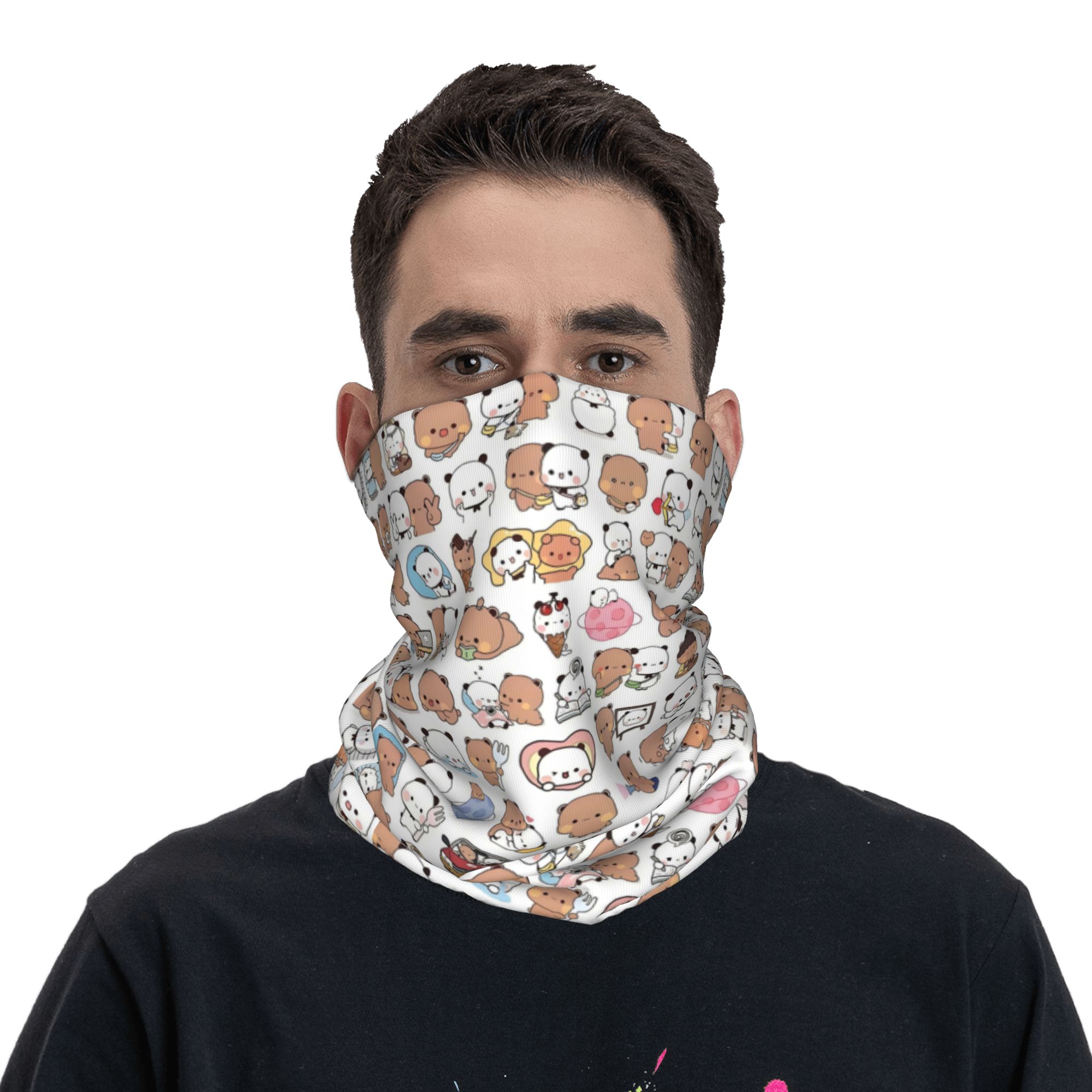 커스텀 베어 만화 피치와 고마 부부 두두 밴다나 넥 워 - Neck Warmer Tube 리뷰 및 가격