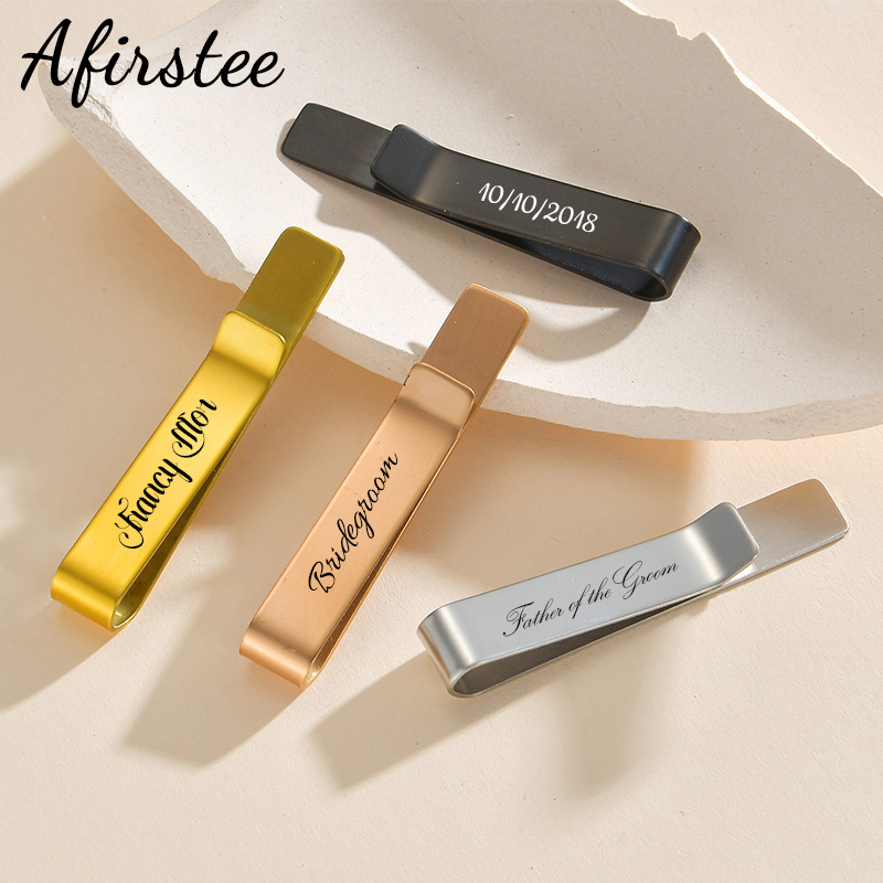 Afirstee 스테인레스 스틸 새겨진 이름 넥타이 클 - Tie Bar Set Gift 리뷰 및 가격