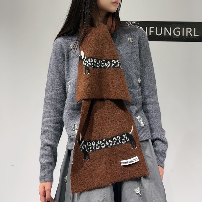한국 버전 울 혼방 강아지 자카드 스카프 여성 남성 따 - Muffler Men Wool 리뷰 및 가격