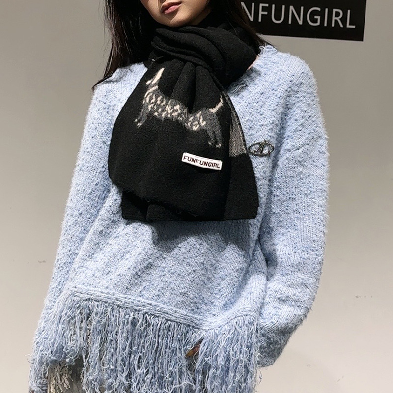 한국 버전 울 혼방 강아지 자카드 스카프 여성 남성 따 - Muffler Men Wool 리뷰 및 가격