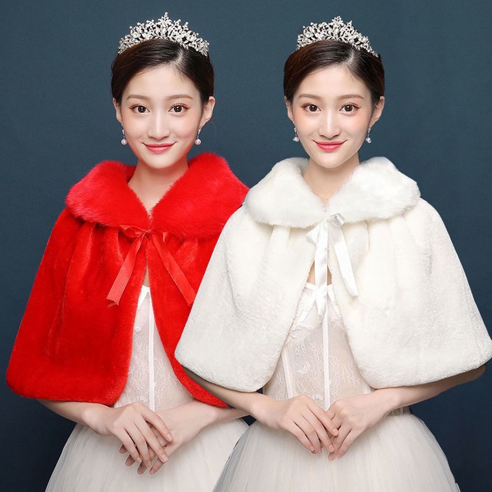 화이트 여성용 겨울 두꺼운 플러시 랩 숄 팔꿈치 길이  - Stole Wedding Shawl 리뷰 및 가격