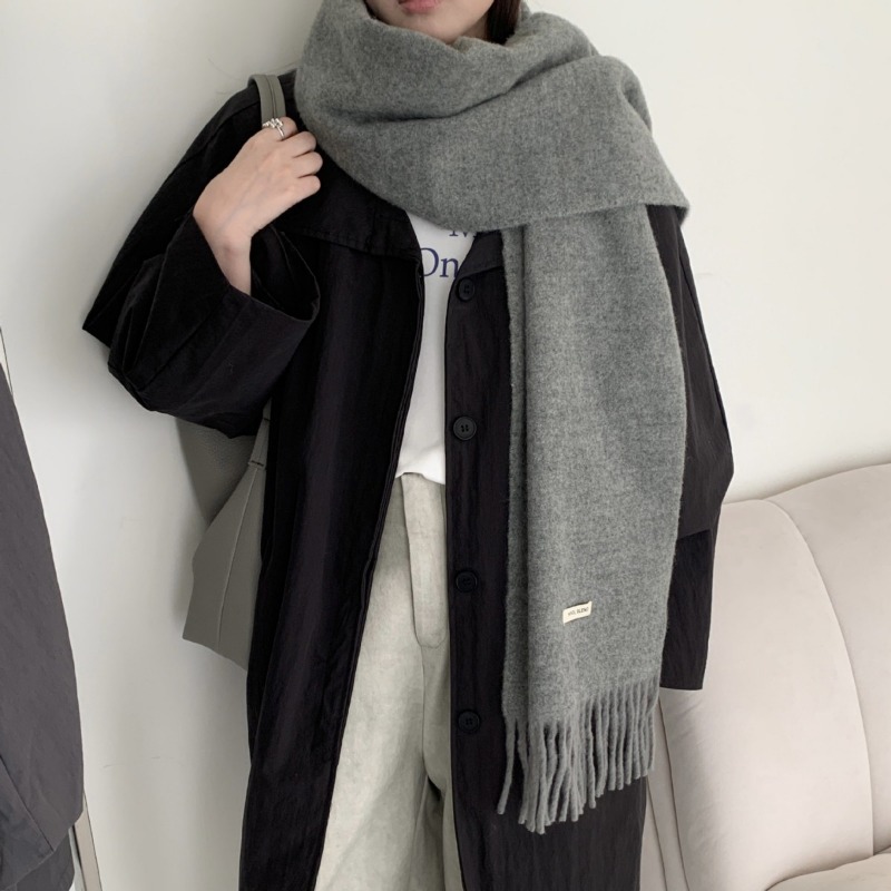 한국 스타일 시크한 솔리드 태슬 스카프 여성 남성 겨울 - Muffler Men Wool 리뷰 및 가격