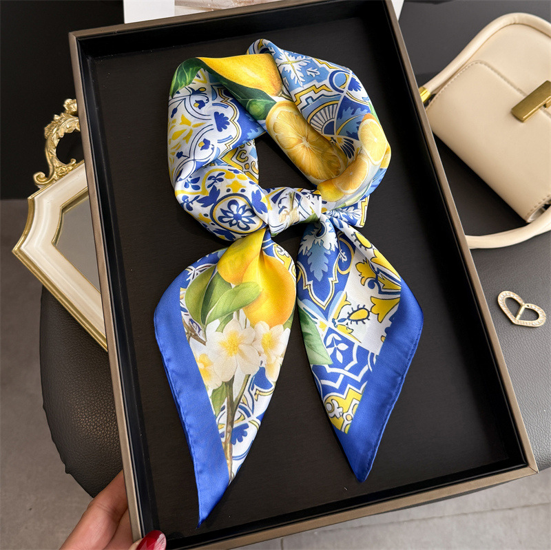 2026년 신상 과일 프린트 실크 스카프 여성용 목 장 - Ascot Neck Scarf 리뷰 및 가격