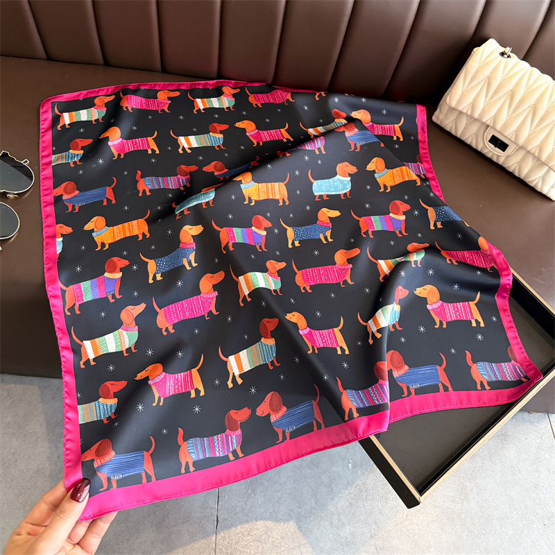 패션 위너 도그 프린트 반다나 스카프 여성 우아한 실크 - Silk Neck Scarf 리뷰 및 가격