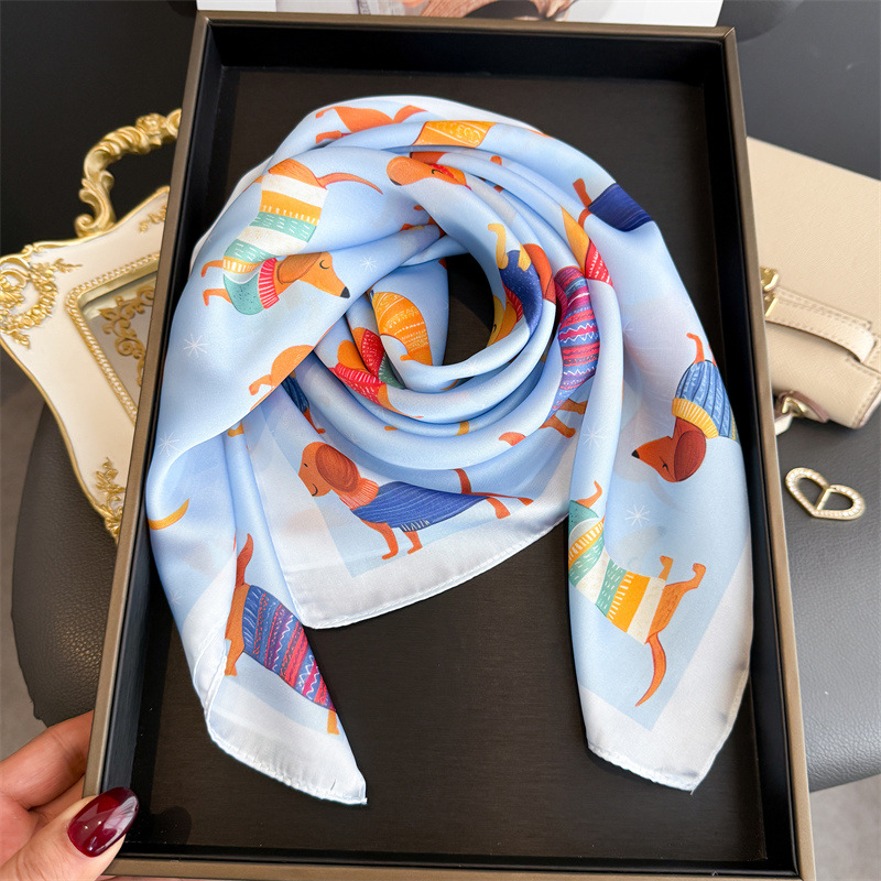 패션 위너 도그 프린트 반다나 스카프 여성 우아한 실크 - Silk Neck Scarf 리뷰 및 가격