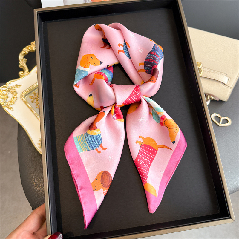 패션 위너 도그 프린트 반다나 스카프 여성 우아한 실크 - Silk Neck Scarf 리뷰 및 가격