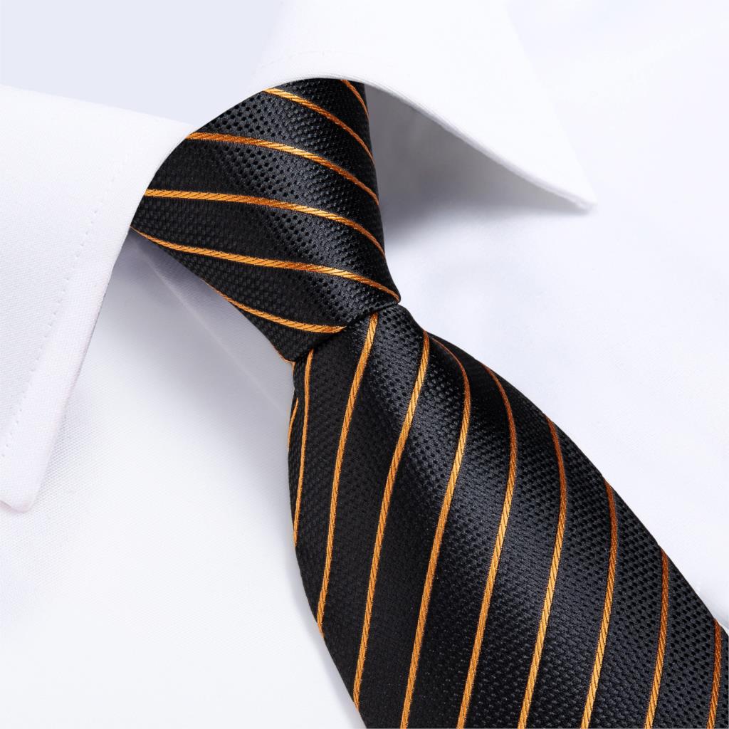 DiBanGu 디자이너 남성 웨딩 넥타이 골드 블랙 스 - Silk Tie Striped 리뷰 및 가격