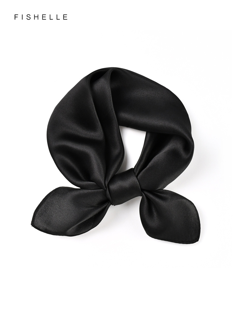 솔리드 컬러 블랙 순수 실크 스카프 머리 스카프 손수건 - Silk Neck Scarf 리뷰 및 가격