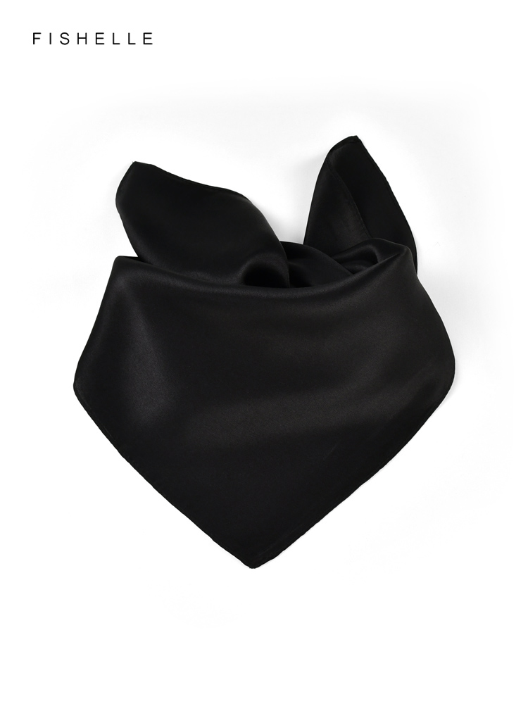 솔리드 컬러 블랙 순수 실크 스카프 머리 스카프 손수건 - Silk Neck Scarf 리뷰 및 가격