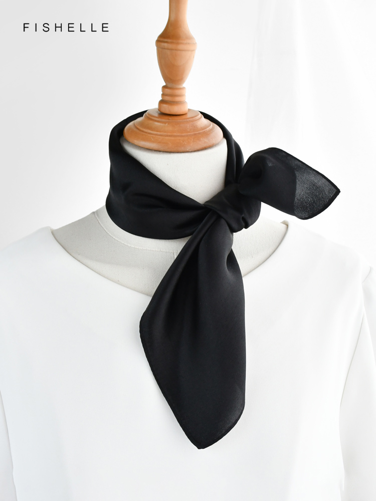 솔리드 컬러 블랙 순수 실크 스카프 머리 스카프 손수건 - Silk Neck Scarf 리뷰 및 가격