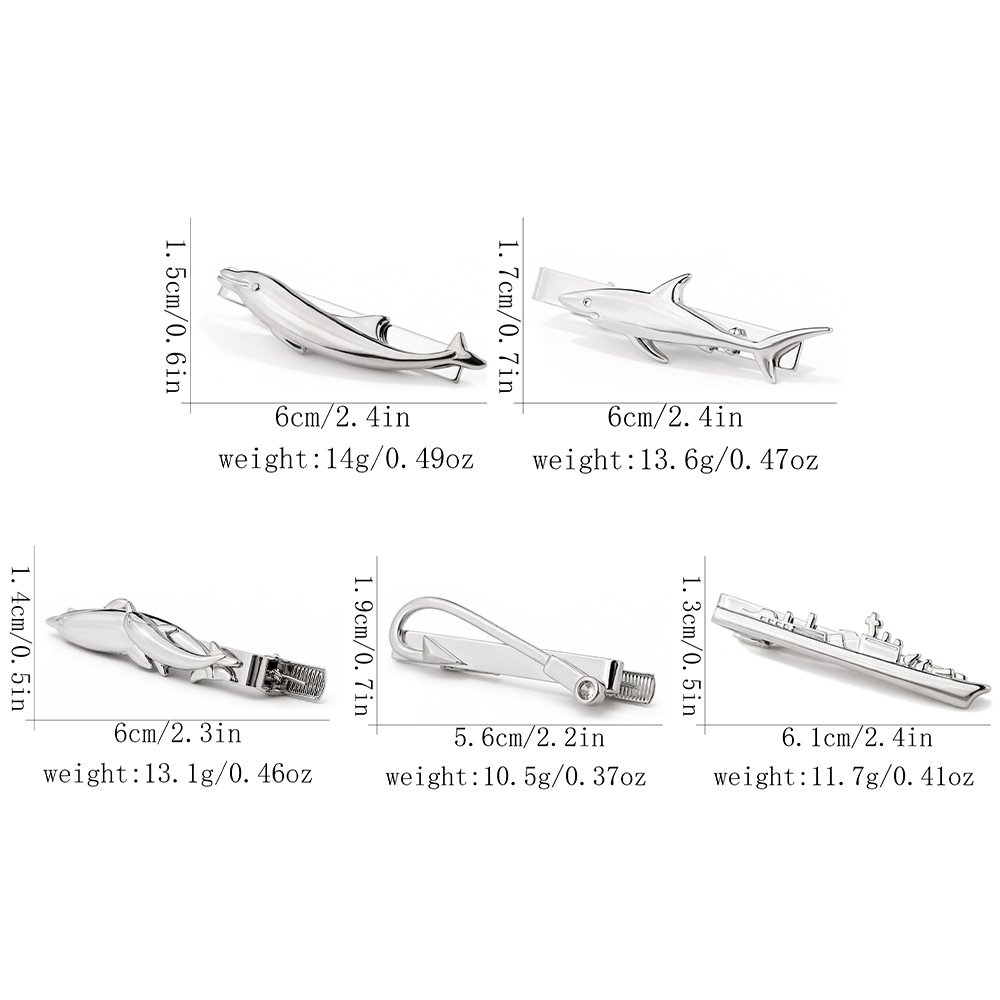 창의적인 해양 동물 넥타이 클립 남성용 실버 상어/돌고 - Tie Clip Silver 리뷰 및 가격