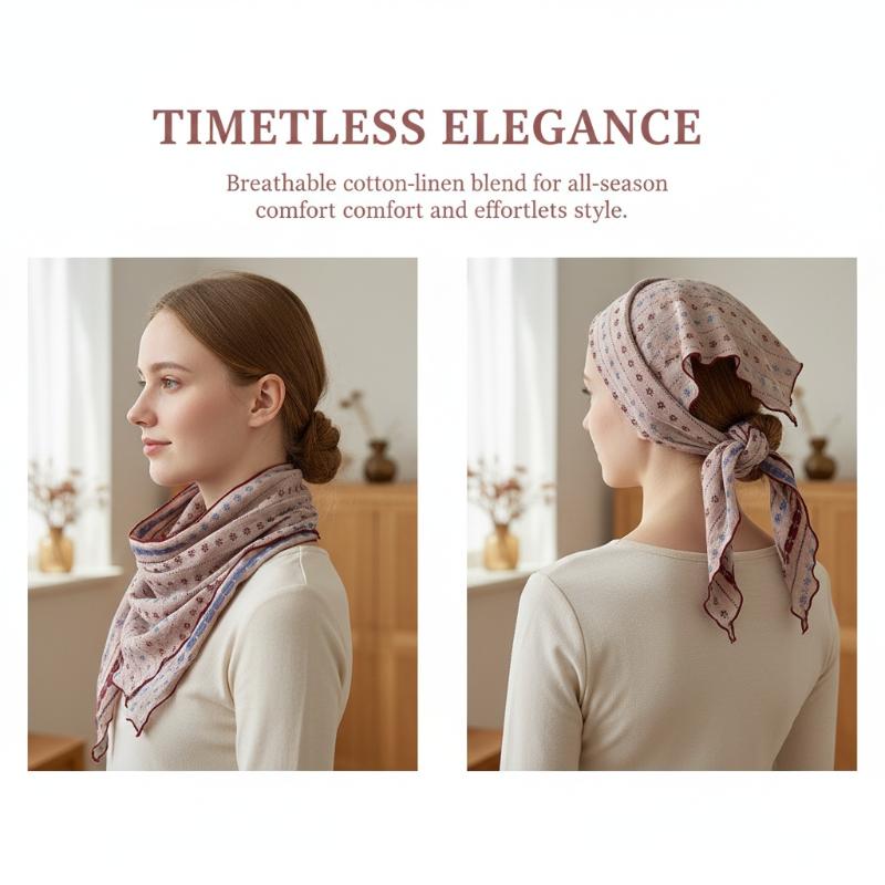 면 린넨 삼각 스카프 캐슈 플로럴 프린트, 장식용 목  - Bandana Cotton 리뷰 및 가격