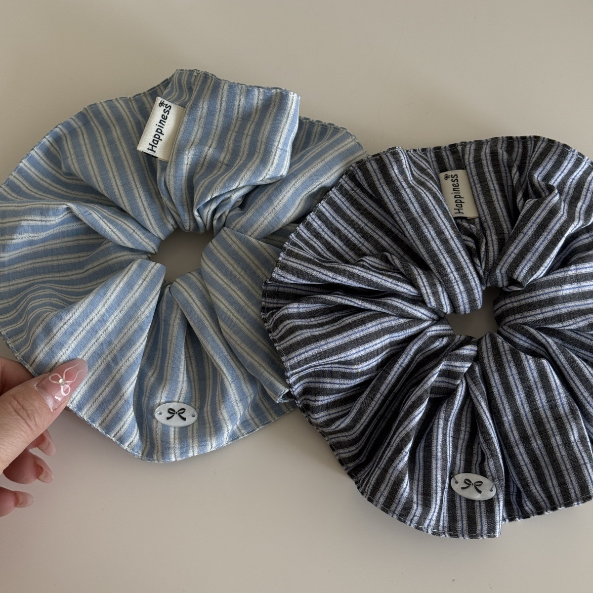 한국 패션 스트라이프 헤어 고무 밴드 여자 블루 Scr - Silk Tie Striped 리뷰 및 가격