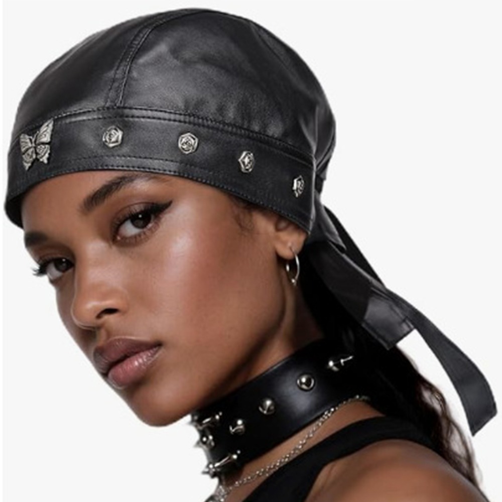 새로운 PU 가죽 블랙 바이커 캡 조절 가능 방수 버터 - Bandana Doo Rag 리뷰 및 가격